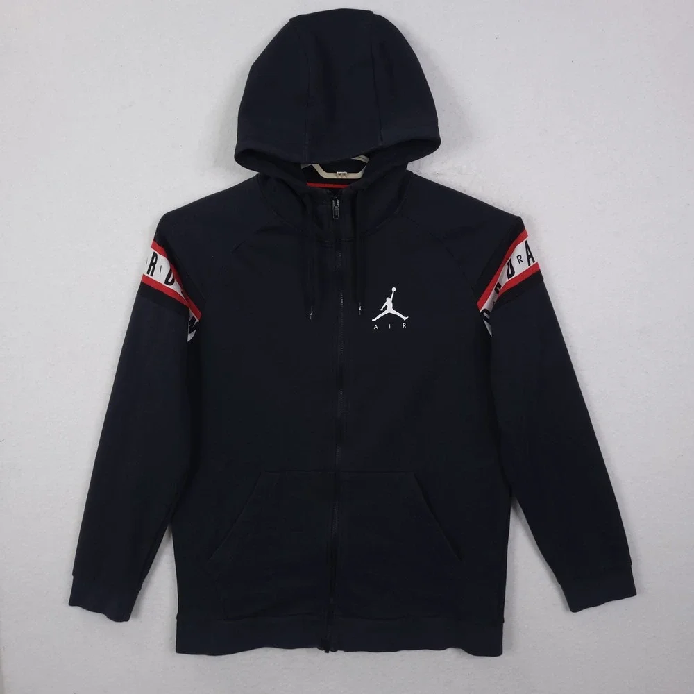 Jordan Full Zip Hoodie Mens Large Black AR2248-010 Jumpman Air Tape Logo